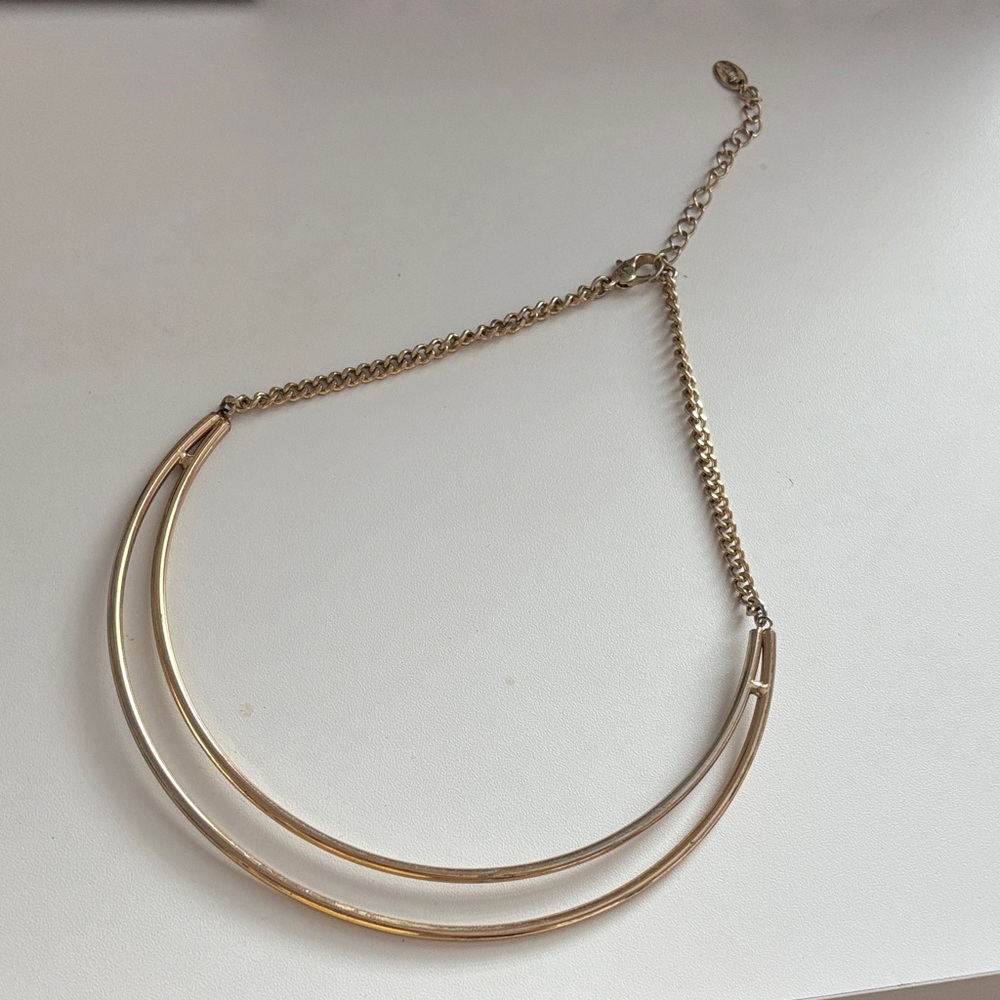 Claire's Gold Double Bar Necklace